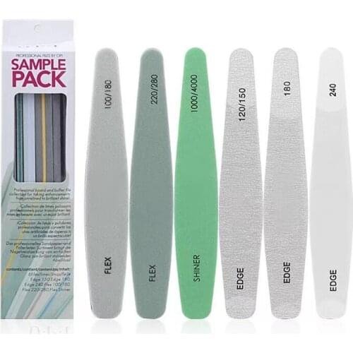 Professional 6 Styles/Box 150 180 Grit Nail Art File Flex Edge Shiner Nail Buffer Sandpaper Slim Kit Set for Manicure&Pedicure