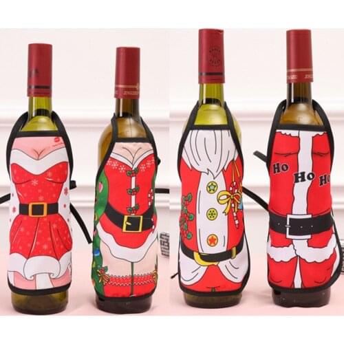 Christmas Decorations for Home Santa Claus Wine Bottle Apron Stocking Christmas Decoration Navidad 2020 Xmas Ornaments New Year