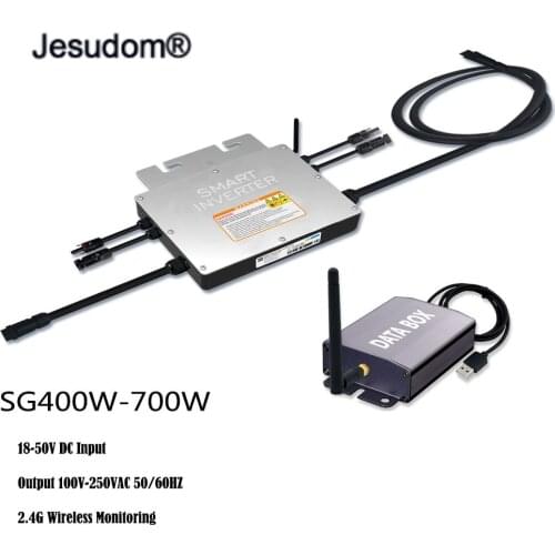 PV Smart Micro Inverter 400W 600W 500W 700W Input 18-50VDC to 100V-240VAC MPPT Grid Tie Inverter with 2.4G Monitoring Collector