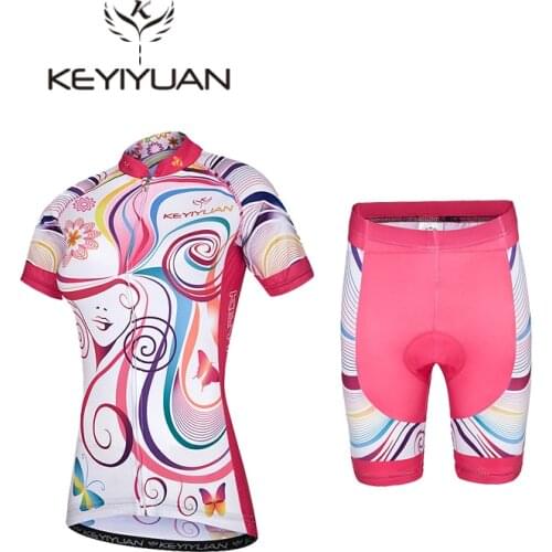 KEYIYUAN Cycling Short Sleeve Set Women Spring & Summer Cycling Clothes Pants Mountain Bike Sunburn Breathable Sportswear