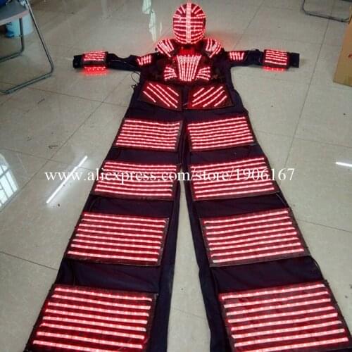 High quality multicolor led tall robot with helmet suits armor and laser gloves by remote control