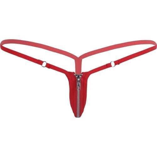 Womens Lingerie Underpants Front Zipper Closure Small O-ring Panties Stretchy Elastic Waistband G-string Bikini Briefs Underwear