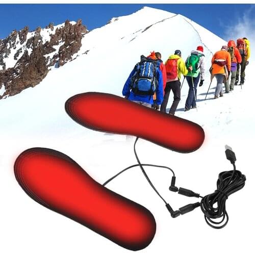 1 Pair Heated Insole Of Winter Outdoor Sports Feet Warm Insole USB Heated Shoes For Hiking Riding Comfortable Soft Lint-cut Size