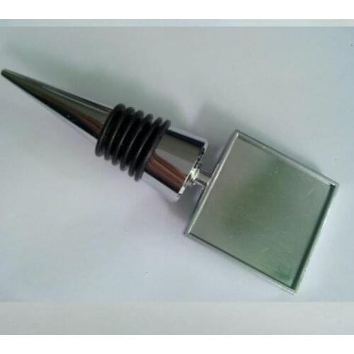 100pcs Square Wine Stoppers Blank Metal Wine Bottle Stopper Plugs Metal Bottle Caps SN1126