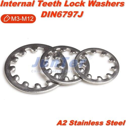 100pcs/lot M3 M4 M5 M6 M8 M10 M12 DIN6797J A2 Stainless Steel Internal Teeth Lock Washers