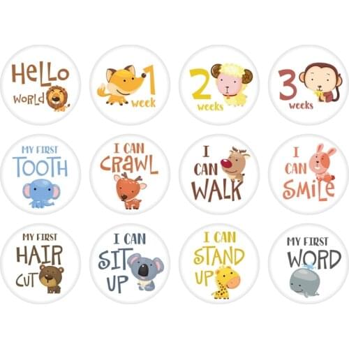 12 Pcs Baby Monthly Stickers Milestone Card Gender Track Baby First Year Month M76C