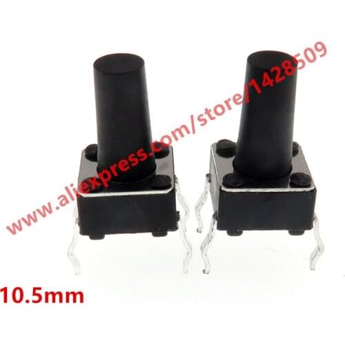200pcs 6X6X10.5 DIP Tactile Tact Mini Push Button Switch Micro Switch Momentary 6*6*10.5mm