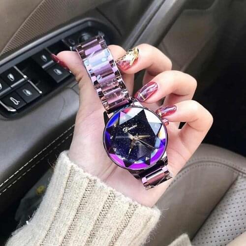 2019 Top Brand Luxury Crystal Watch Women Stainless Steel Starry Sky Women Dress Watch Brass Case Women Watches Quartz