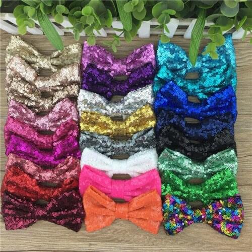 25pcs/lot 5inch Sequin Bows Without Clips for DIY Accessories Big Sequin Hair Bows for Kids Hair Accessories