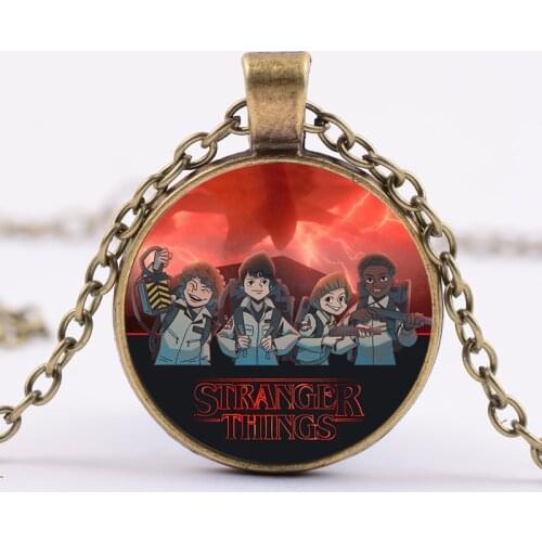 Anime Stranger Things Cosplay Necklace Time Gem Pendant Terror Theme Punk Chain Necklace Glass Dome Pendant Fans Jewelry