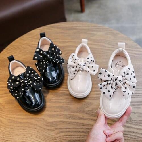 Children Kid Girls boys Single Princess leather shoe Baby Party bow-knot flat Dance Non-slip Sneakers Casual Shoes