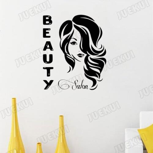 Long Curly Hair Pretty Girls Beauty Salon Wall Stickers for Barbershop Background Art Decoration Vinyl Wallpaper Murals TA698