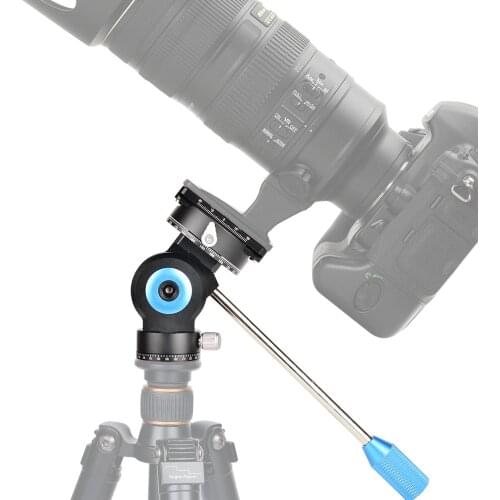 Andoer GT-20R Aluminum Alloy Tripod Head With 2 exchangeable handles and Quick Release Plate Compatible for monopod and tripods