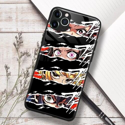 Kimetsu No Yaiba Anime Soft TPU Glass Phone Case for IPhone SE 6s 7 8 Plus X Xr Xs 11 12 Mini Pro Max Samsung Xiaomi Redmi
