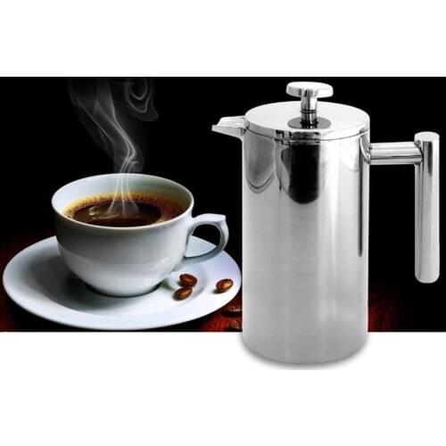 Stainless Steel 304 Double Layer French Presses Coffee Pot With Filter Baskets 1000ml Large Capacity Manual Cafes Maker