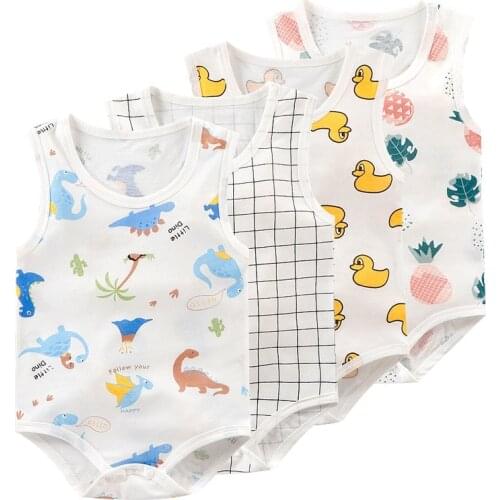 Summer Sleeveless Bodysuit For Newborn Baby Boys Jumpsuit Cotton Baby Girls One-piece Climbing Suit Infant Baby Costume