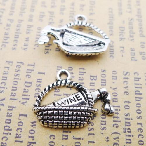 RAINXTAR Fashion Alloy Jewelry Basket Wine Charms 15*20mm 100pcs AAC401