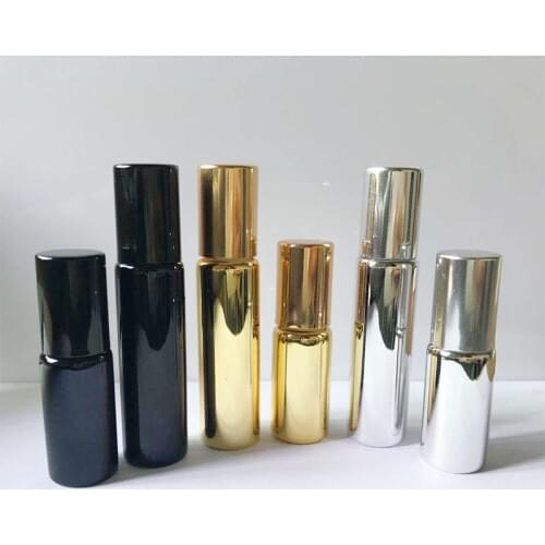 MUB - Hot Sale 5ml 10ml 3PCS/Lot Mini Steel Ball UV Glass Perfume Bottle Empty Refillable Roll-on Perfume Case for Essential Oil