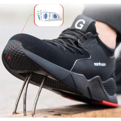Mens Steel Toe Work Safety Shoes Casual Breathable Outdoor Work Men Sneakers Puncture Proof Boots Comfortable Industrial Shoes