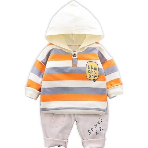 2020 New Spring Autumn Baby Clothes Children Boys Girls Striped Hooded Pants 2Pcs/sets Toddler Clothing Infant Kids Tracksuits