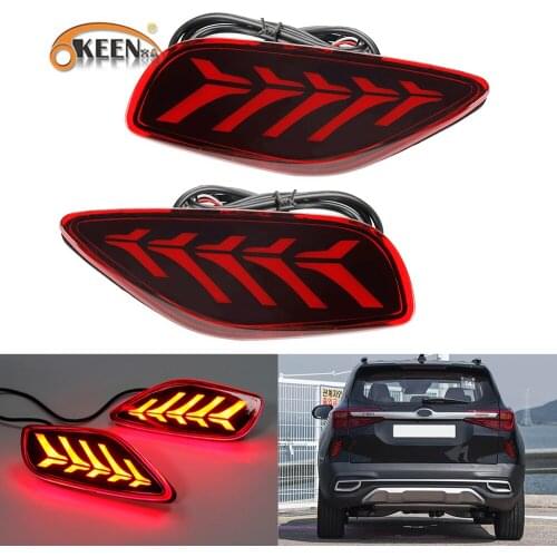 OKEEN 2pcs Car LED Rear Bumper Reflector Light for KIA SELTOS 2019 2020 2021 Driving Brake Lamp 12V Red Light