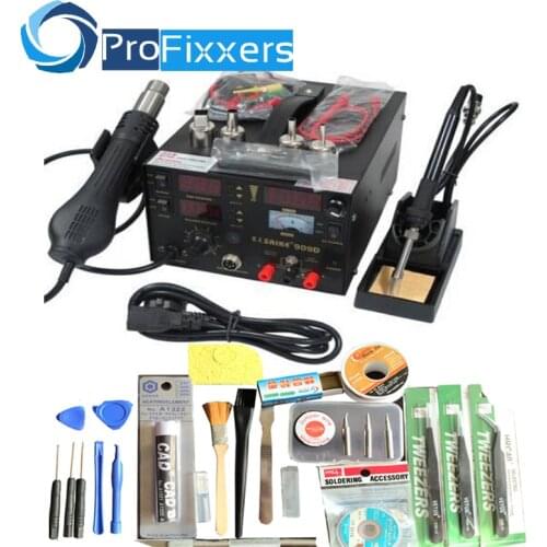 High quality genuine saike 909D hot air gun rework station with Soldering station power 3 in1 220V or 110V 700W Send Free gifts