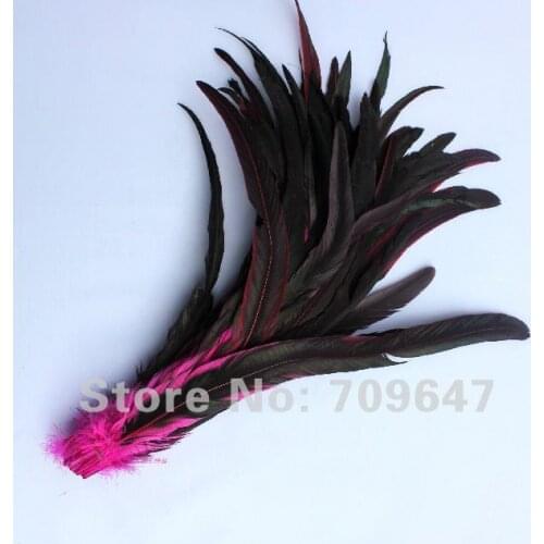 Plumas Decoracion! 50Pcs/lot 10-12inches 25-30CM Fuchsia Coque Tail Feathers Hot Pink ROOSTER Tail FEATHERS,Rose Feather