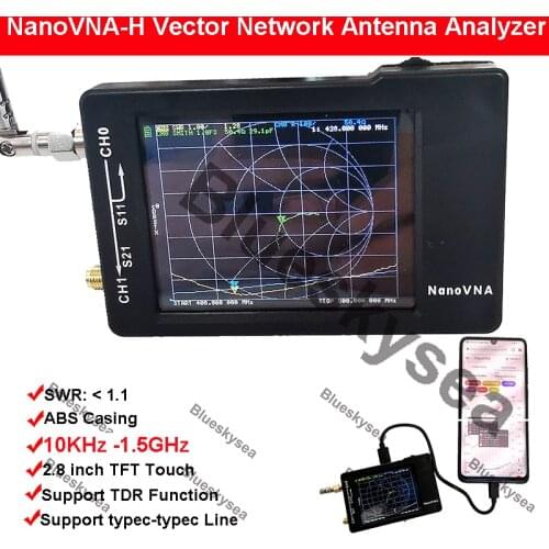 NanoVNA-H Portable Handheld Vector Network Analyzer 10KHz-1.5GHz Digital MF HF VHF UHF Antenna Analyzer Standing Wave