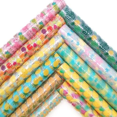 Glitterwishcome Pipeapple Watermeleon Printed JELLY TPU See Through Transparent Leather BOWS EARINGS DIY 21X29CM GM2031B