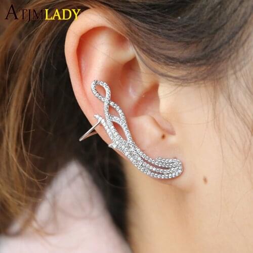 Stock free gift luxury fashion micro pave cubic zirconia long Earrings for Women Geometrical Twisted Statement cz earring