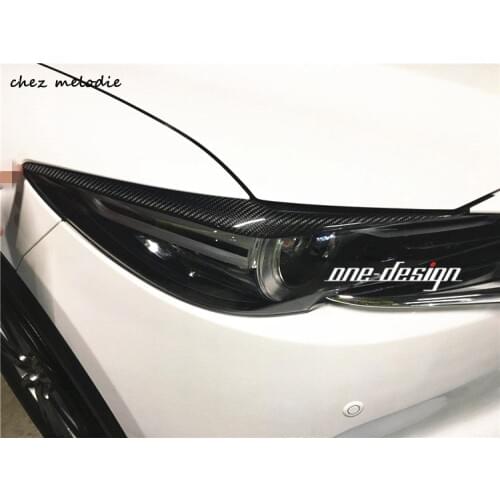 Ducks-garden KF DG style Top quality all real carbon fiber Car front headlight lips brow trims For Mazda new CX5 CX-5 CX-8 2017