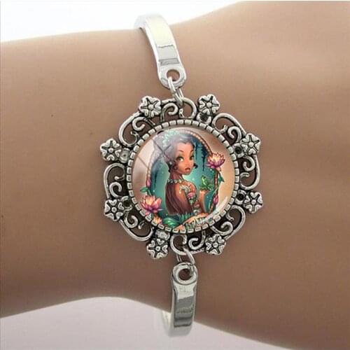 Disney Vintage Princess Bracelet Frozen Dome Bracelet Charm Bracelet Art Photo High Quality Lace Bracelet Glass Ladies Gift