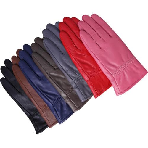 2021 Autumn Winter Real Leather Gloves Ladies Thick Warm Driving Gloves Short Paragraph Sheepskin Gloves Genuine Leather glove