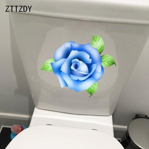 ZTTZDY 23.7*19.6CM Blue Rose Modern Art Bedroom Wall Decals Bathroom Toilet Sticker Decoration T2-0051