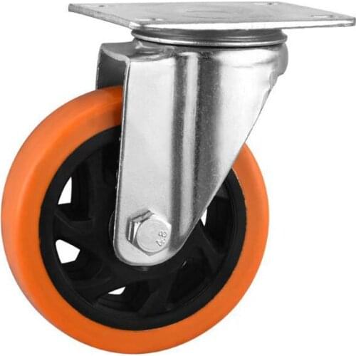 4-inch Medium-Sized Pattern Caster Orange Pvc Flat Movable Caster, Air Box, Universal Wheel, Hand Trailer Wheel