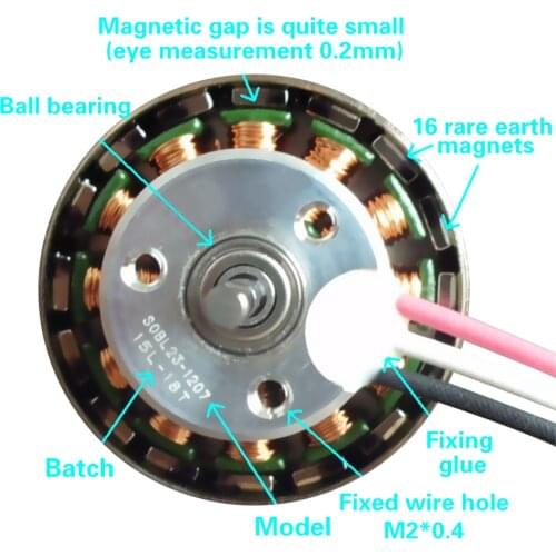 1Pcs Three-phase Brushless Rare Earth Magnet Outer Rotor Motor 12N16P Small Magnetic Gap Car Model UAV Four-axis Fixed Wing