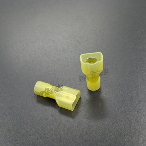 10-12 GAUGE FULLY INSULATED 1/4" MALE SPADE CRIMP CONNECTOR TERMINAL (QTY 50)