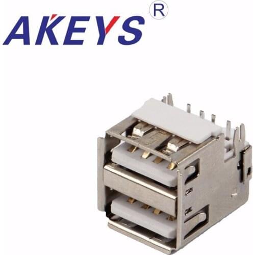 10PCS USB A female white glue USF AF90 degree half of parcel sinking board double layers