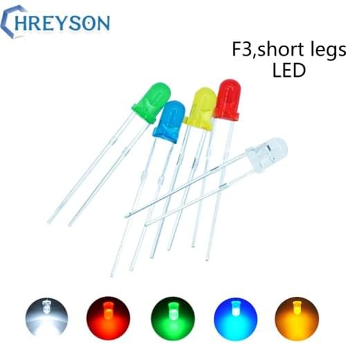 100pcs F3 3mm DIP LED High Light Emitting Diode Blue Yellow White Green Red Fast Slow Flashing RGB Electron Component DIY Kit