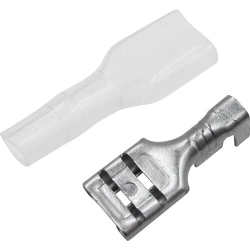 100pcs/lot 6.3 the plug spring insulated terminal cold terminal with transparent sheath