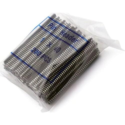 200pcs 1X40 Pin Single Row MALE 2.54MM Pitch 11MM Pin Header Connector Strip 1X40Pin Black Color 1*40 40p 40PIN For PCB