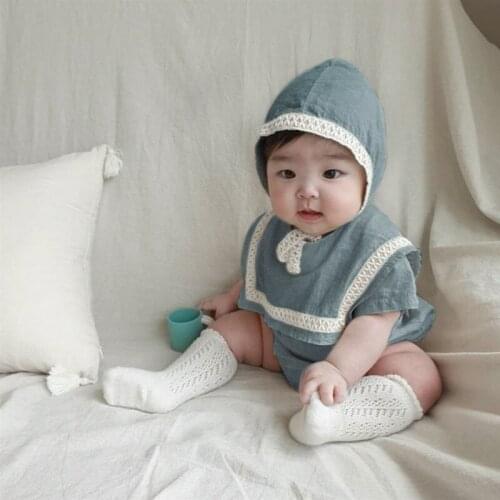 2021 Summer Baby Clothes Cotton Girls Jumpsuit Newborn Clothes Triangle Climbing Suit with Hat Infant Baby Rompers Boys Clothing