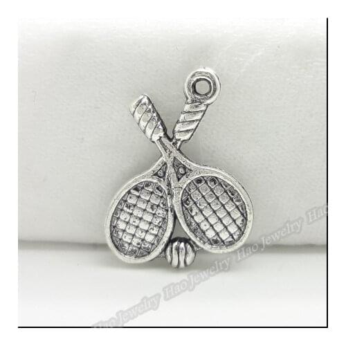 50 pcs Vintage Charms tennis racket Pendant Antique silver Fit Bracelets Necklace DIY Metal Jewelry Making