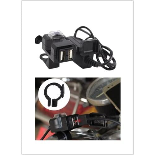 MotorbikeCharger Adapter Power Supply Socket for Phone MotorcycleGPS MP4 Dual USB Port 12V Waterproof Handlebar