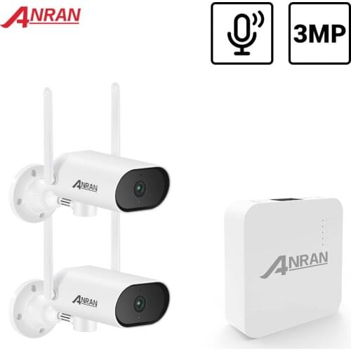 ANRAN PTZ 3MP Wireless CCTV System Mini Weatherproof Security Camera NVR Kits Night Vision Rotation Camera APP Control NVR kit