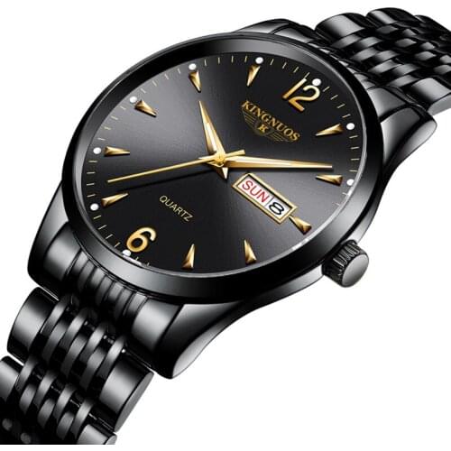 Watch Men Top Luxury Brand KINGNUOS Black leisure Waterproof Quartz Watches Mens Chronograph Date Male Clock relogios masculino