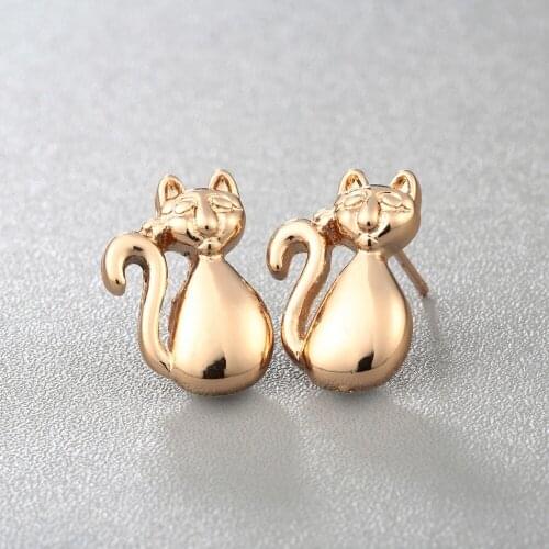 CHENGXUN Teen Girls Fat Cat Stud Earrings for Women Animal Jewelry Fashion Cute Kitten Ear Piercing for Pet Lover