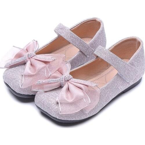 CUZULLAA Kids Elegant Glitter Casual Shoes For Children Girls Princess Butterfly-Knot Flat Shoes Fashion Sneakers Size 21-30