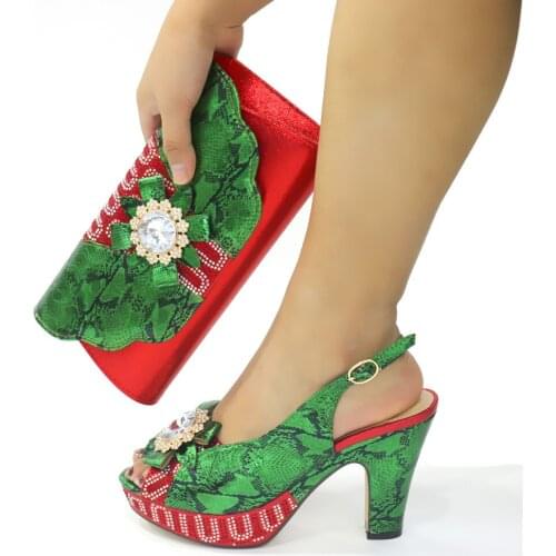 Doershow hot selling African beautiful red Shoes And Bag Set To Match Italian Party Shoes With Matching Bags Set!HMK1-6
