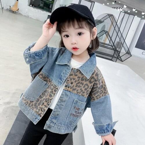 Coat For Girl Leopard Denim Jacket Coat For Girls Letter Girls Jackets Spring Autumn Clothes For Girls